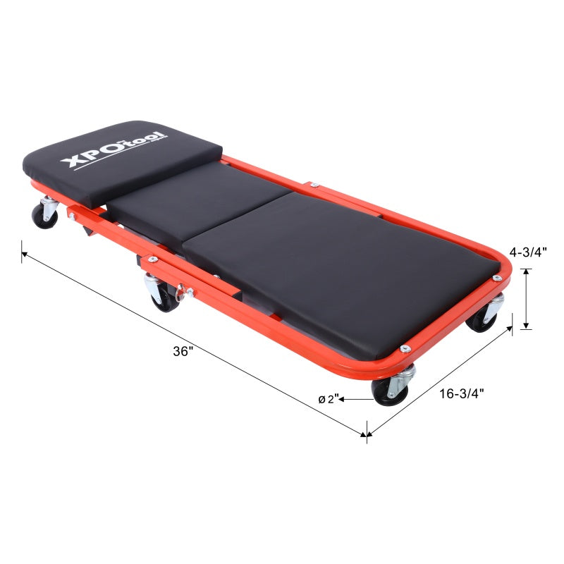 2-in-1 Mechanic Creeper and Seat, 36 in Z-Crawler, 300 lb, Red – image 16