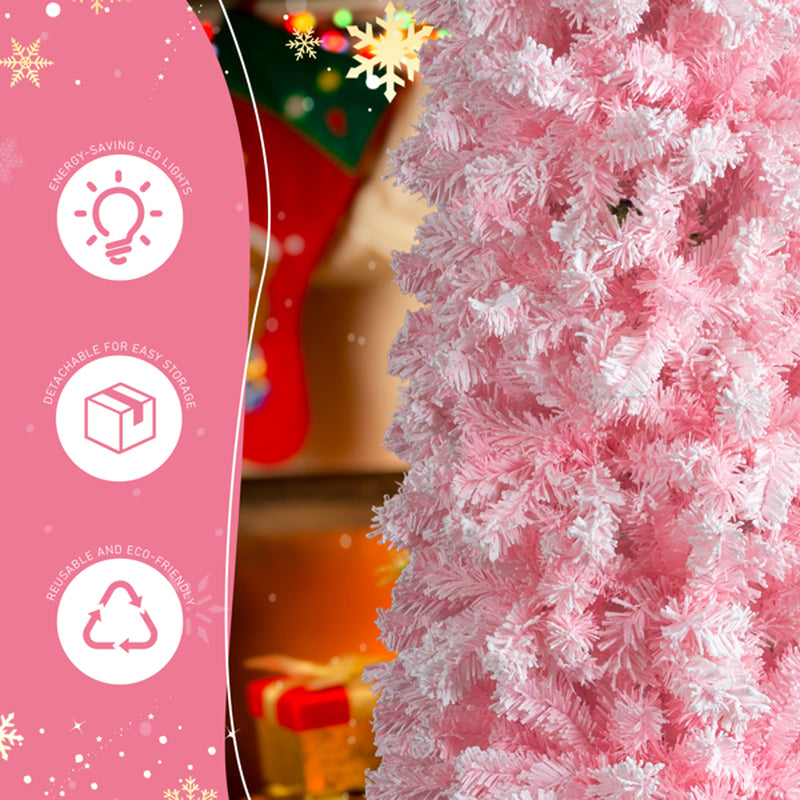 Flocked Christmas Tree 7.5ft Snow Pencil Tree Hinged Unlit – image 4