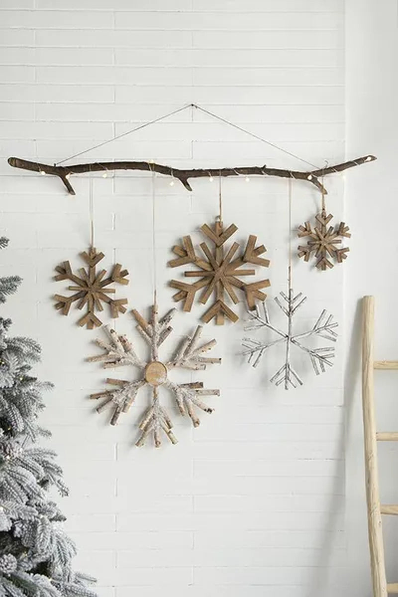 Large Wood Snowflake Ornaments 17.7 In Set of 2 – image 10
