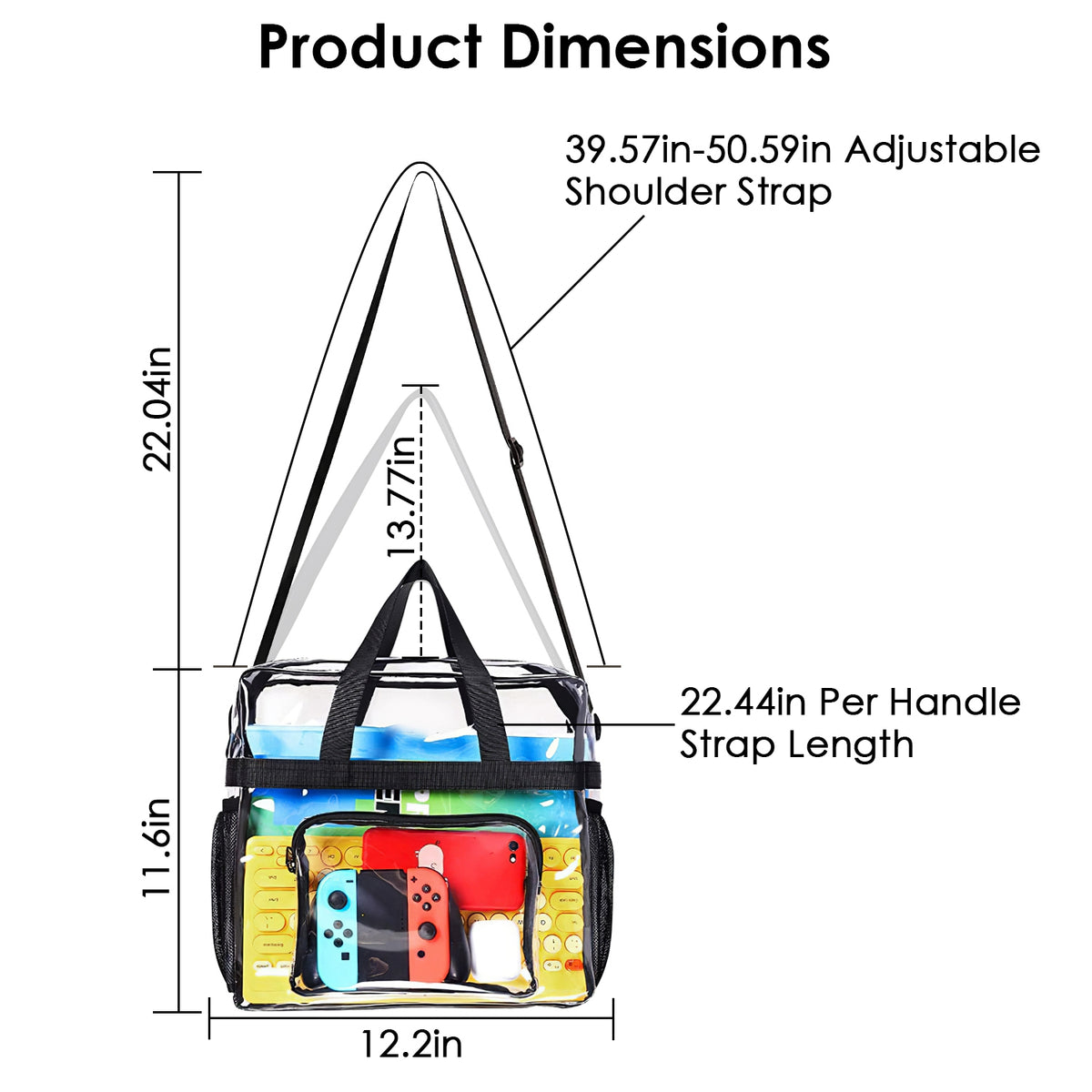 Clear Crossbody Bag – Stadium Tote with Adjustable Strap – image 3