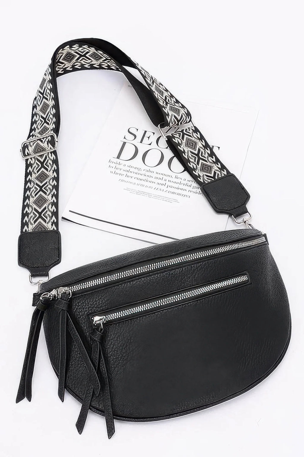 Crossbody Belt Bag – Faux Leather Zip Waist Bag, White – image 5
