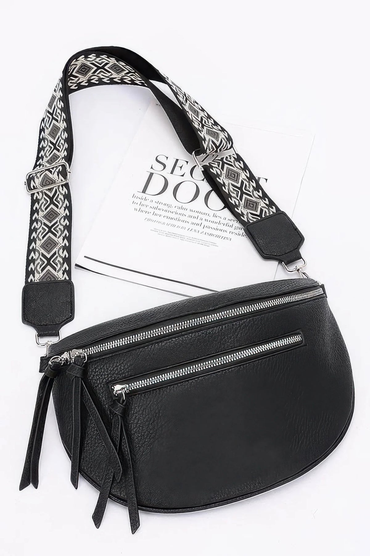 Crossbody Belt Bag – Faux Leather Zip Waist Bag, White – image 5