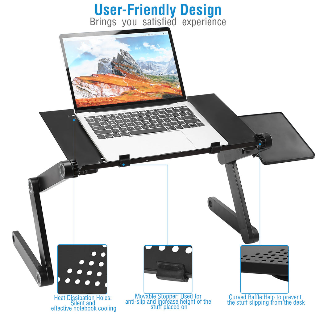 Foldable Laptop Table with Mouse Board, Aluminum – image 3