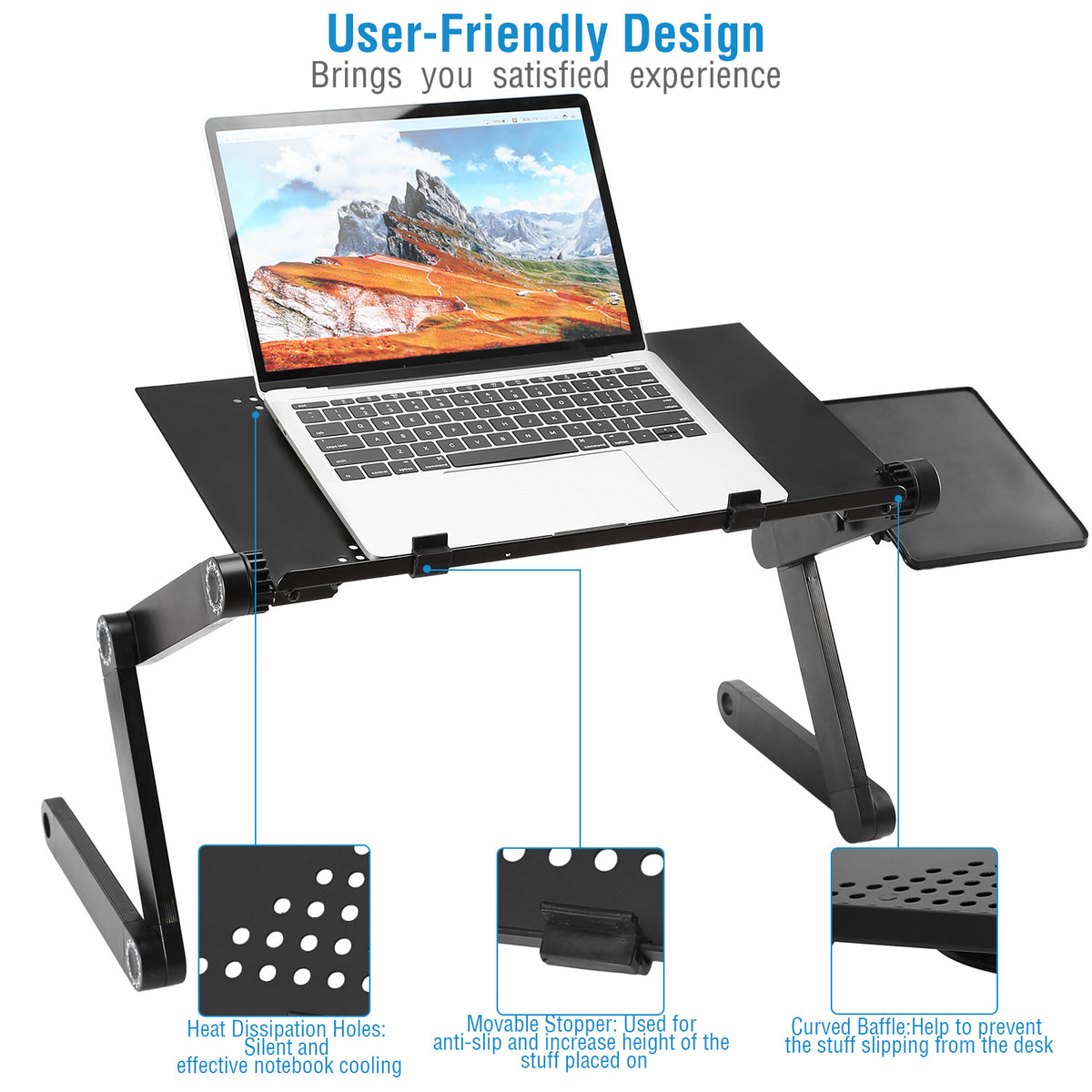 Foldable Laptop Table with Mouse Board, Aluminum – image 3