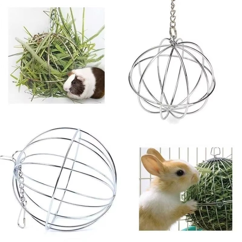 Hay Ball Feeder - Stainless Steel Hanging Hay Rack for Small Pets – image 5