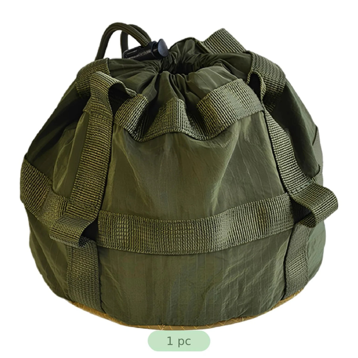 Camping Drawstring Bag – Moss Green Nylon Utility Storage Pouch – image 5