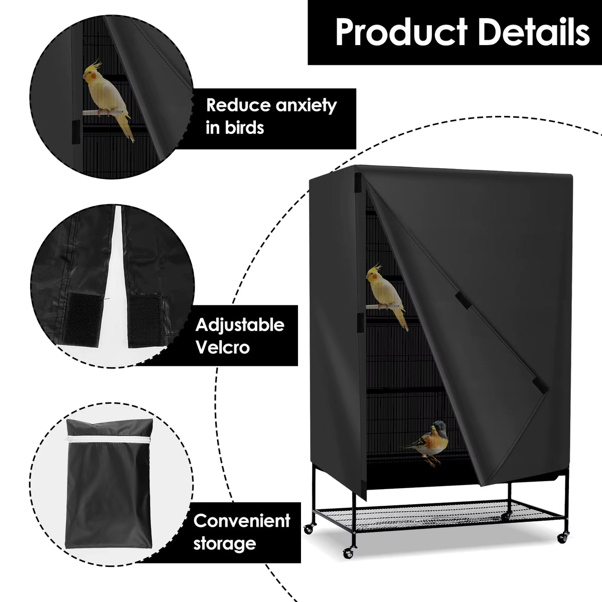 Waterproof Oxford Bird Cage Cover With Adjustable Vent Windows – image 5