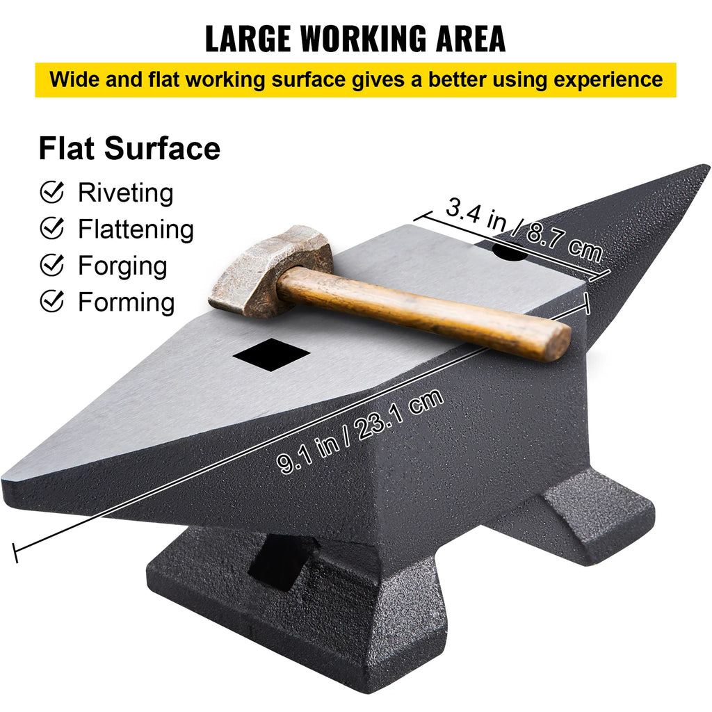 Cast Iron Anvil 22 lb, Single Horn Blacksmith Anvil with Stable Base – image 6