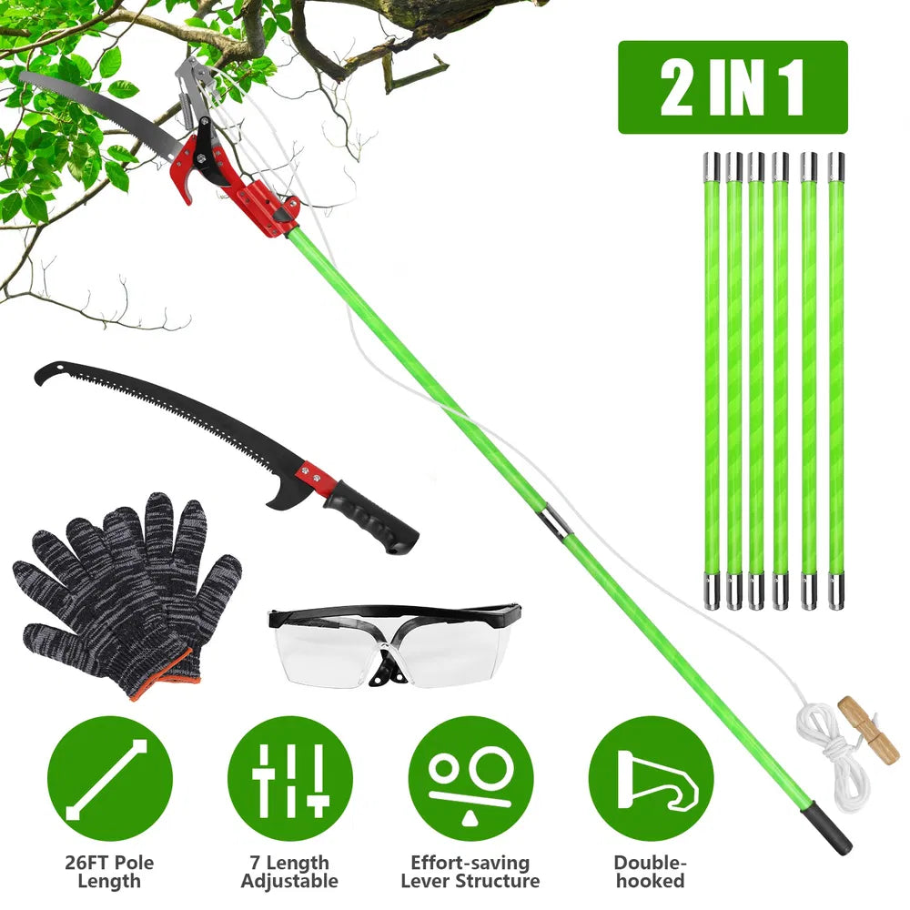 Extendable Manual Pole Saw and Tree Pruner, Up to 28 ft Reach – image 1