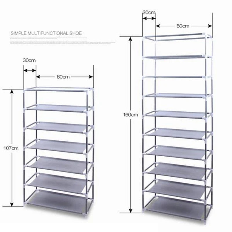 Fabric Shoe Cabinet, 10-Tier 9-Grid Shoe Rack with Dust Cover – image 4
