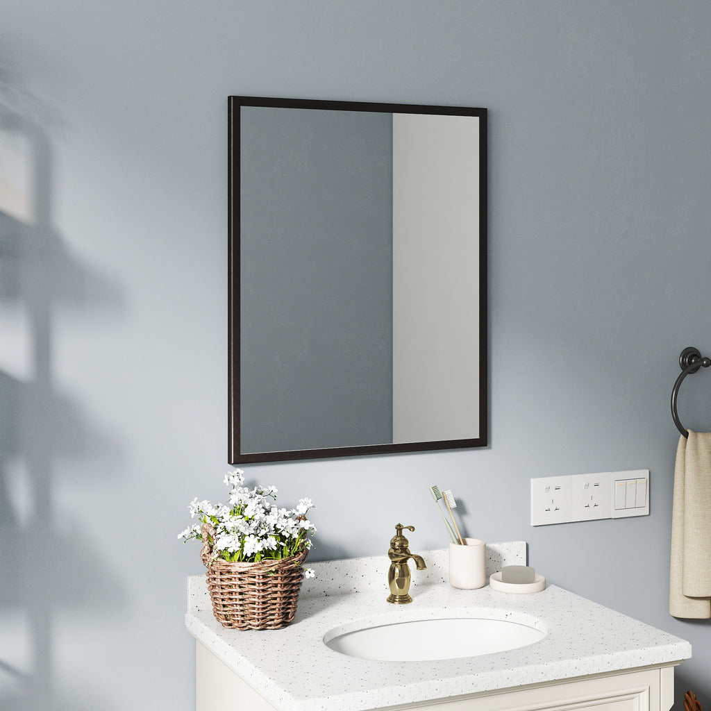 Bathroom Wall Mirror, 24 x 30 in Black Aluminum Frame