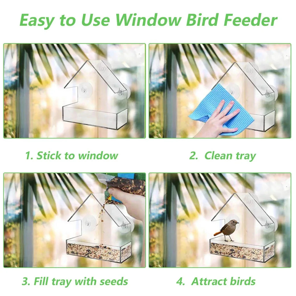 Window Bird Feeder - Clear Acrylic with Suction Cups – image 6