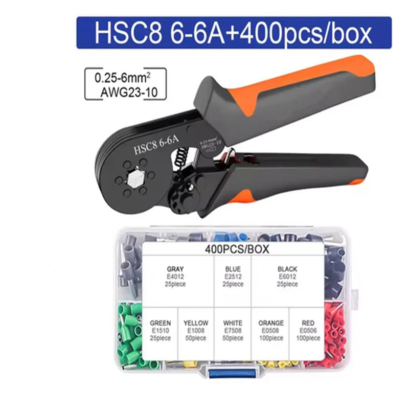 Ratcheting Ferrule Crimper Kit with Wire Ferrules, 23-10 AWG