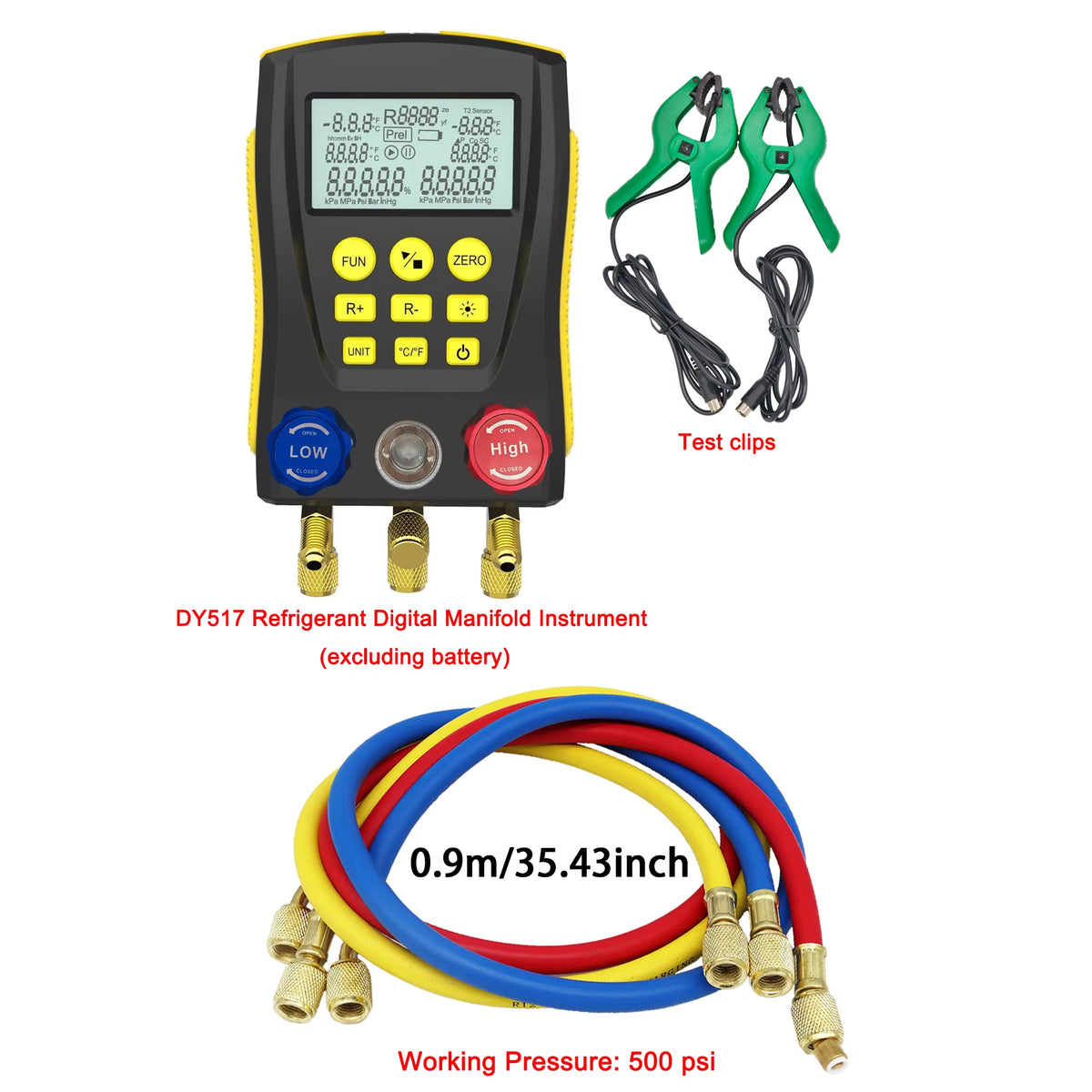 HVAC Digital Manifold Gauge, Dual Pressure & Temp, 93 Refrigerants – image 8