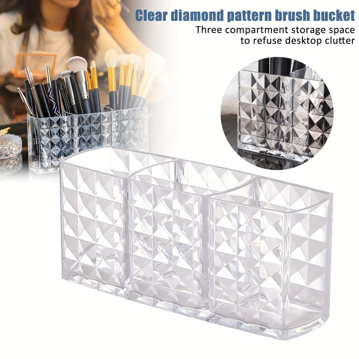 Makeup Organizer – Clear Acrylic Brush Holder with Compartments – image 4