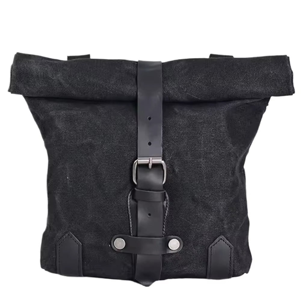 Waxed Canvas Motorcycle Saddle Bag, Waterproof Fork and Side Tool Bag