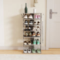 Vertical Shoe Rack, 7-Tier Shoe Tower with Hooks, Rustic Gray