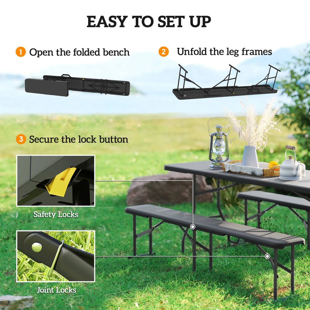 Folding Outdoor Bench Set of 2 - 6 ft HDPE Picnic Benches – image 5