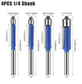 Flush Trim Router Bits 4-Piece, Double Bearing Carbide Trimming Bits