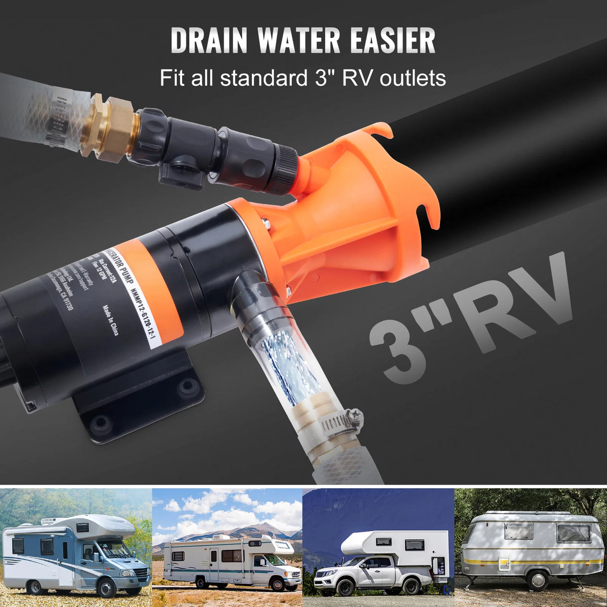 RV Macerator Pump 12V, 12 GPM Quick-Release Waste Pump – image 3