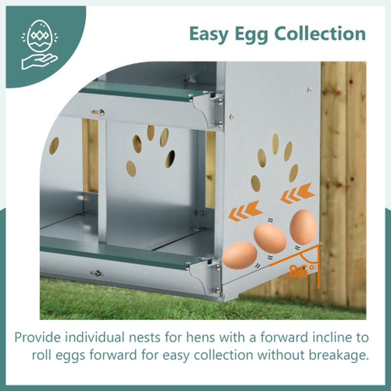8 Compartment Galvanized Chicken Nesting Box with Egg Roll Out – image 4