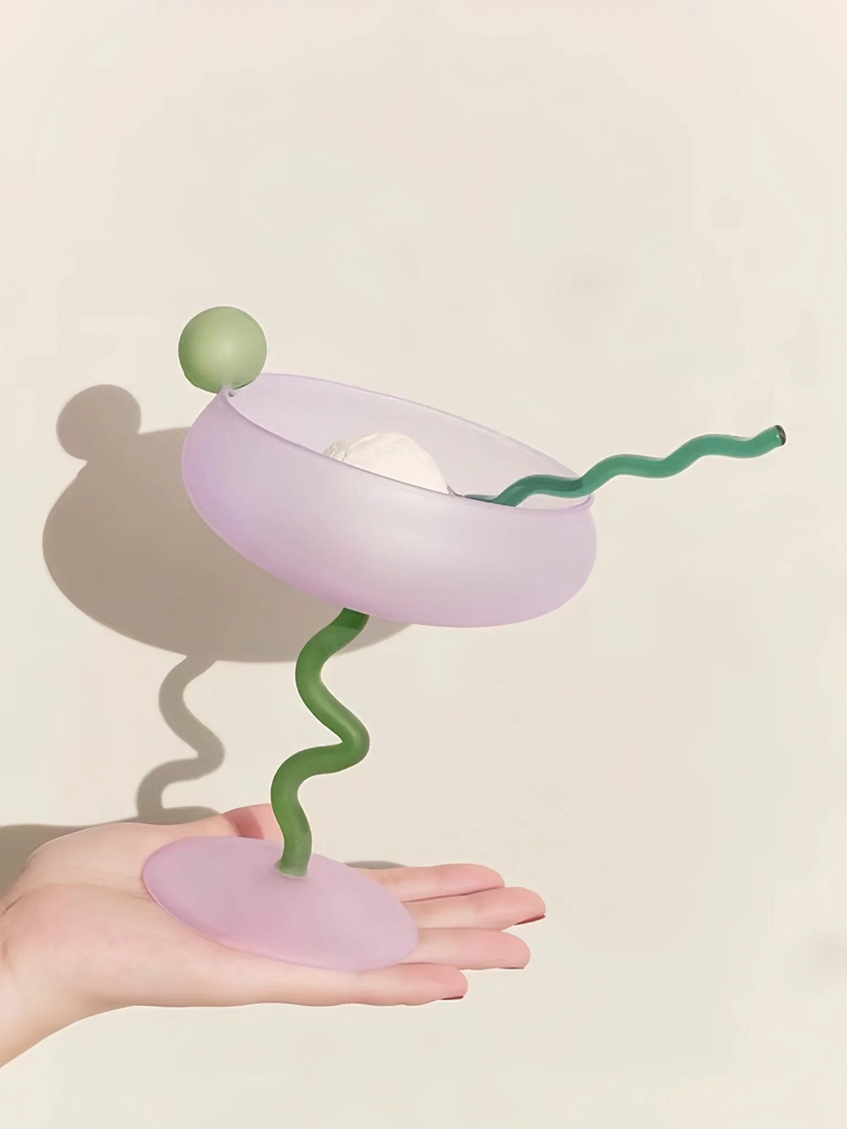 Hand Blown Jelly Bean Cocktail Coupe Glass – image 3