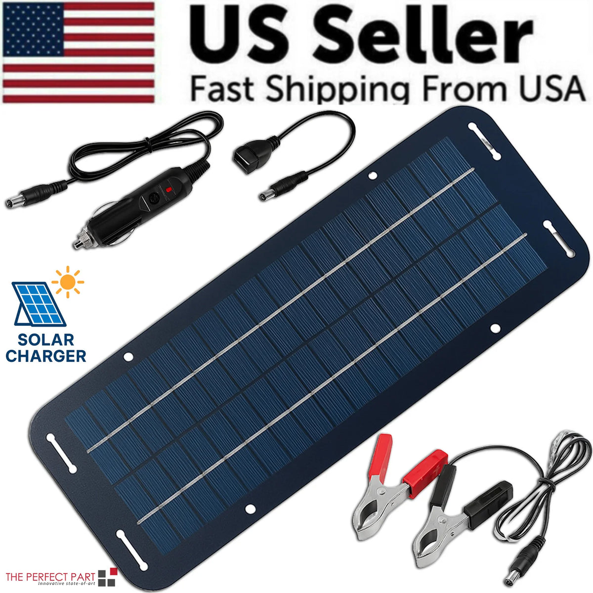 Solar Trickle Charger, 30W 12V Battery Maintainer Kit