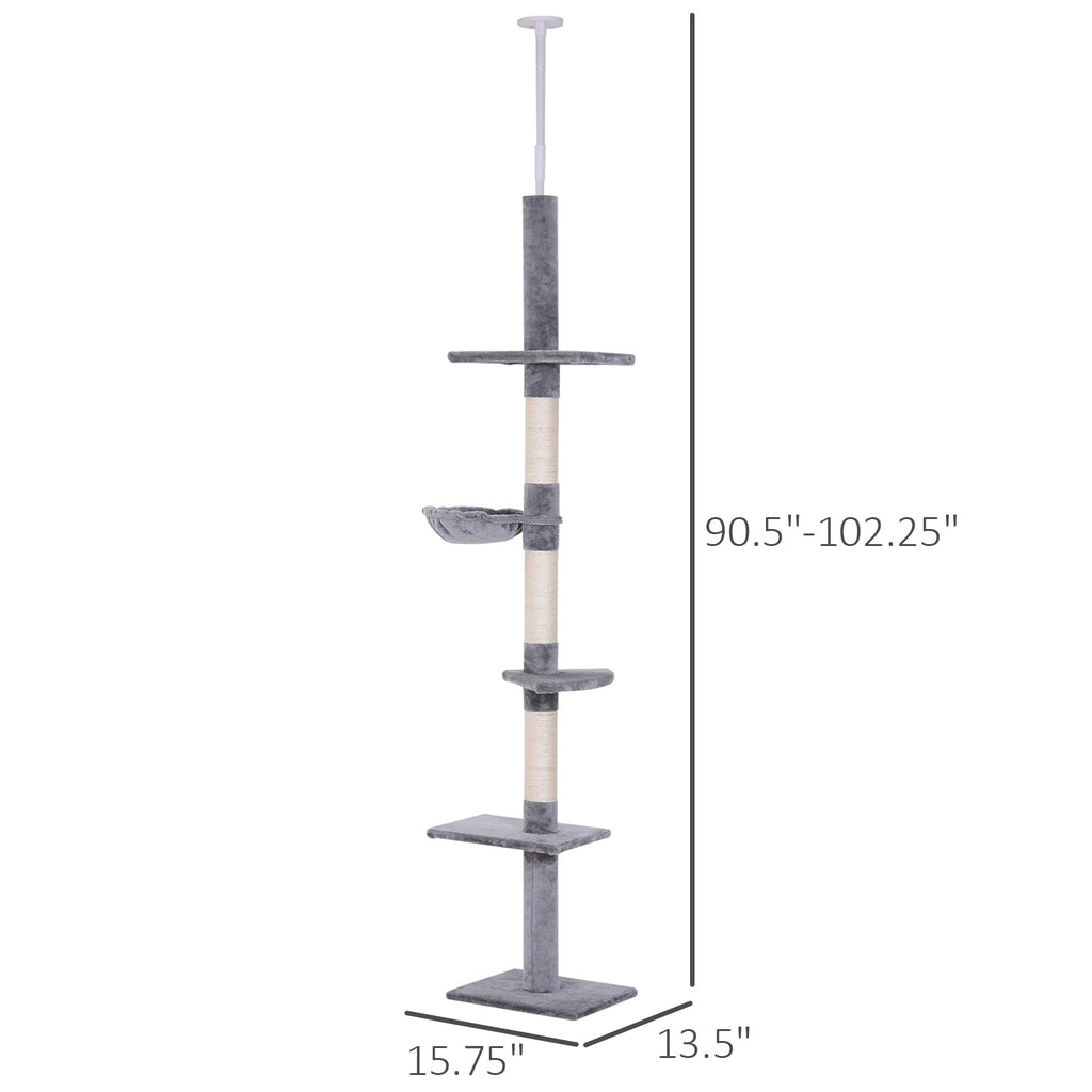 Floor to Ceiling Cat Tree, Adjustable 90.5-102 in 5-Tier Tower – image 3
