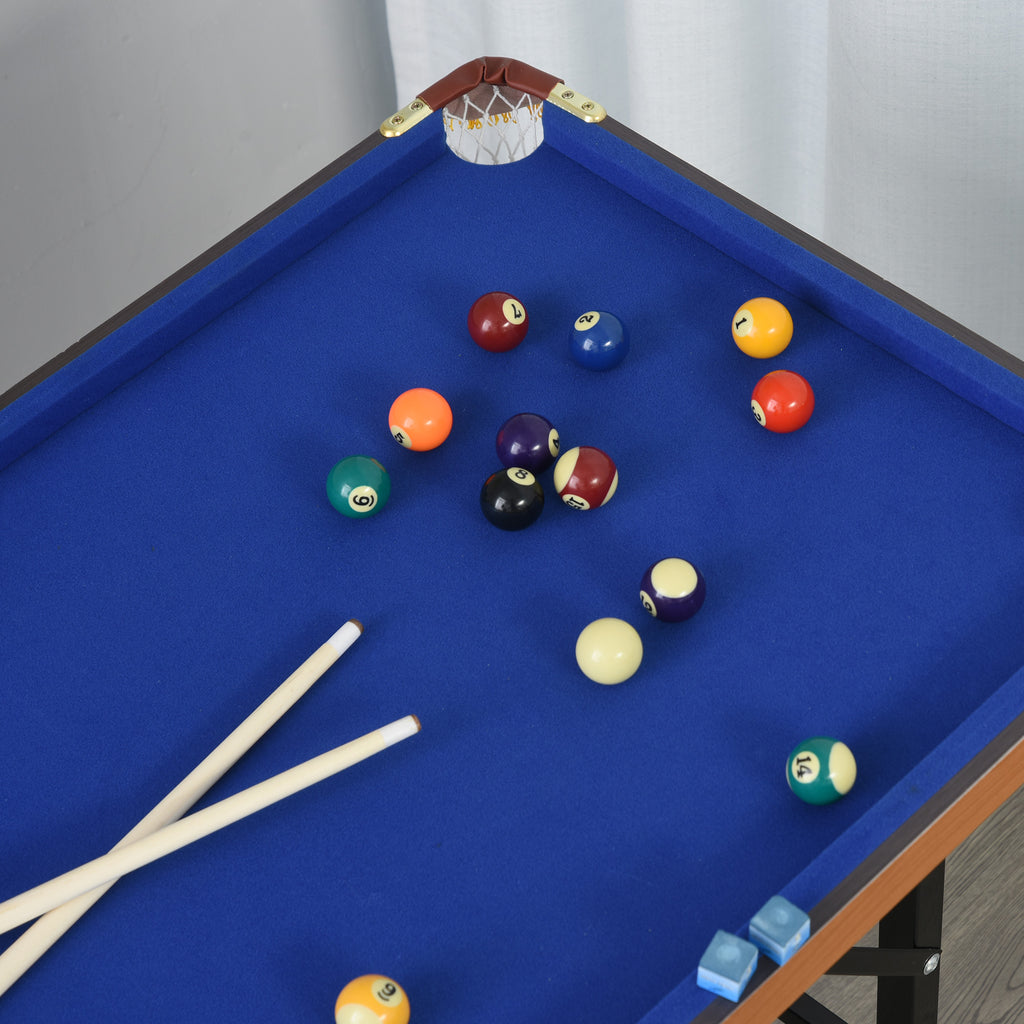 55 Inch Folding Billiards Table With Cues, Balls And Rack, Blue – image 7