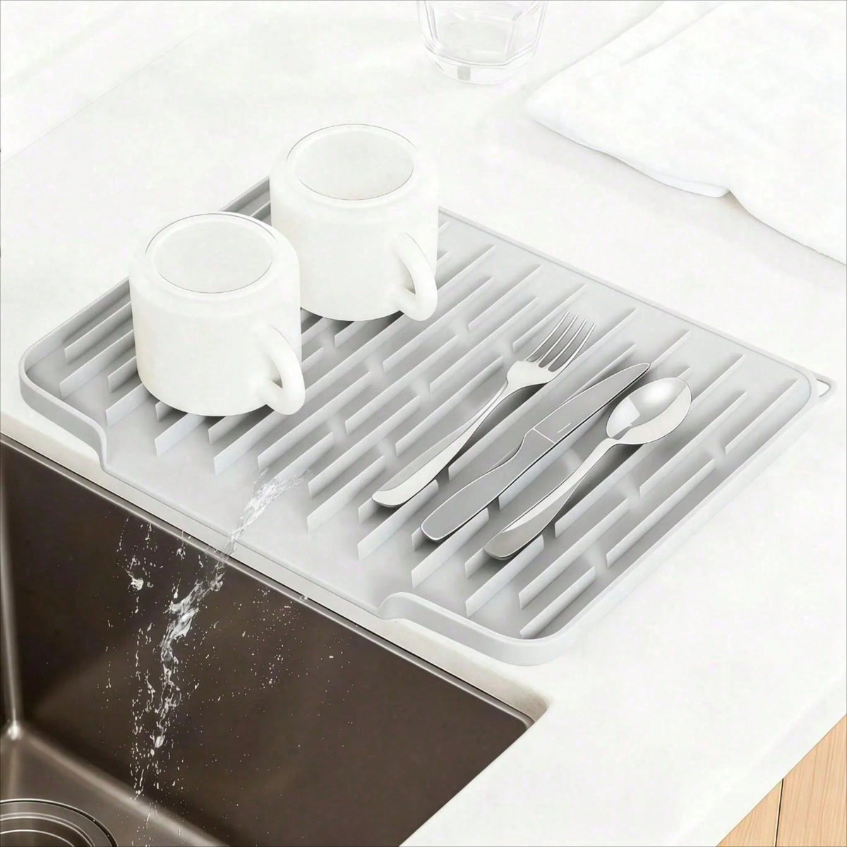 Silicone Dish Drying Mat, Large Non-Slip Heat-Resistant Sink Mat – image 11
