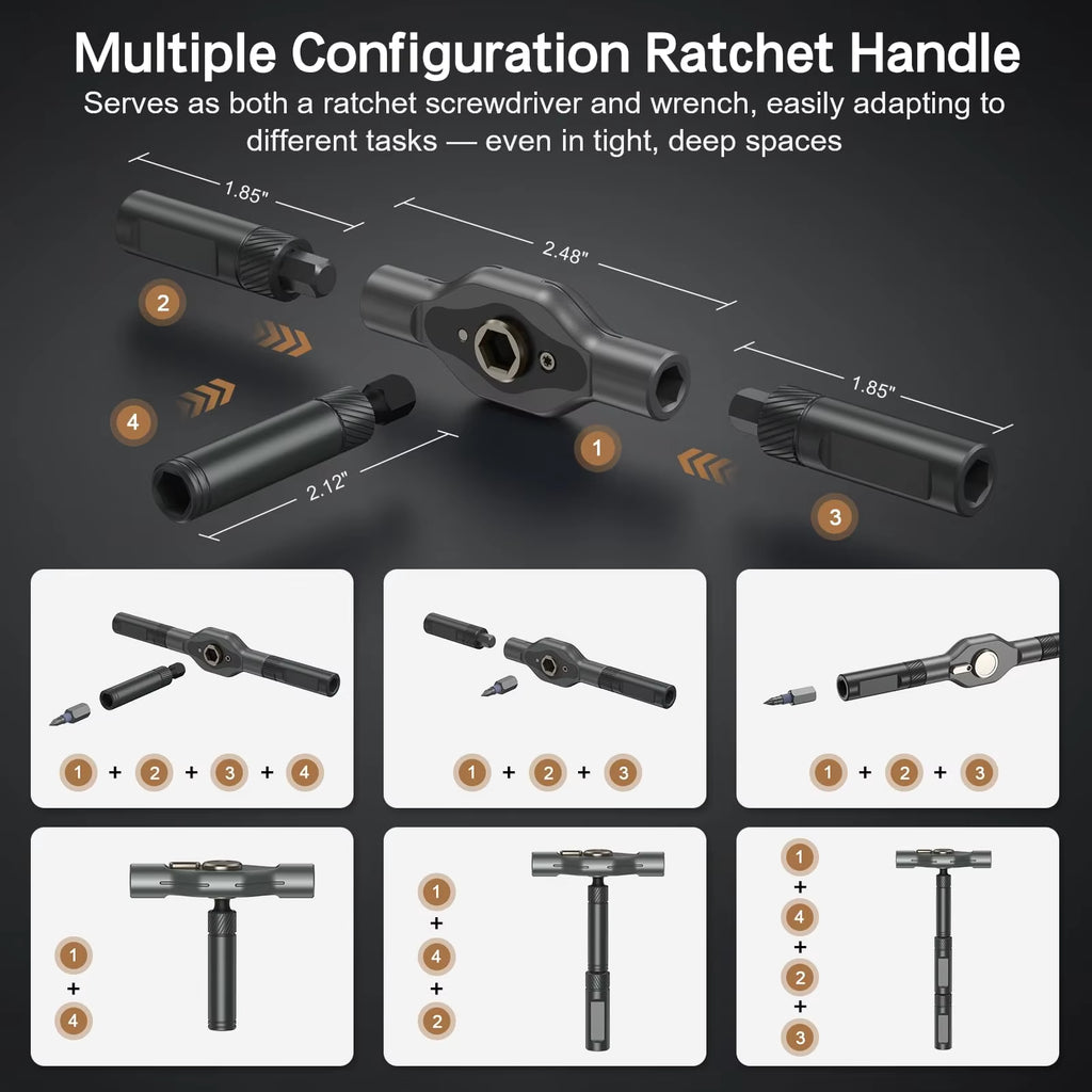 Magnetic Ratchet Screwdriver Set with T-Handle – image 2
