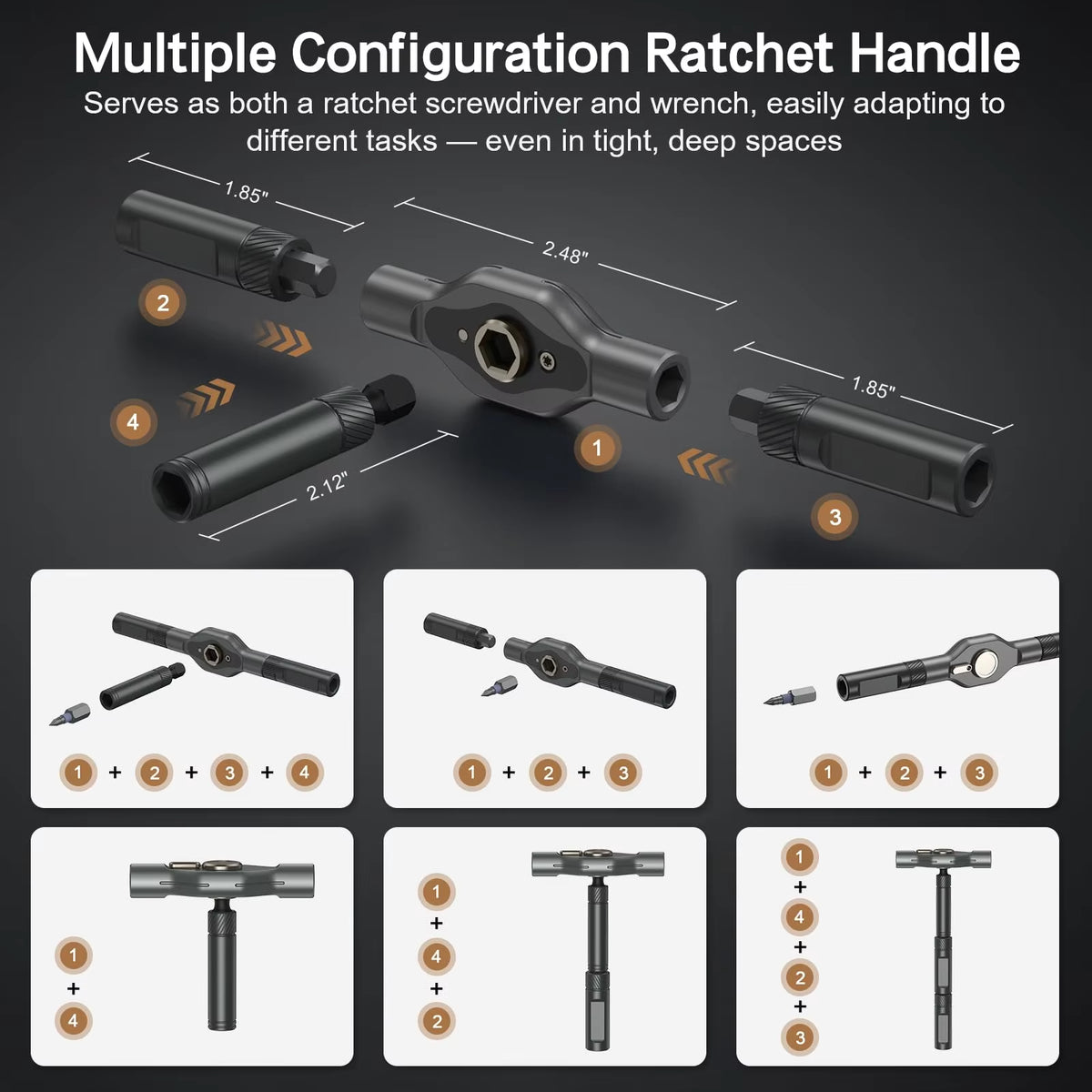 Magnetic Ratchet Screwdriver Set with T-Handle – image 2