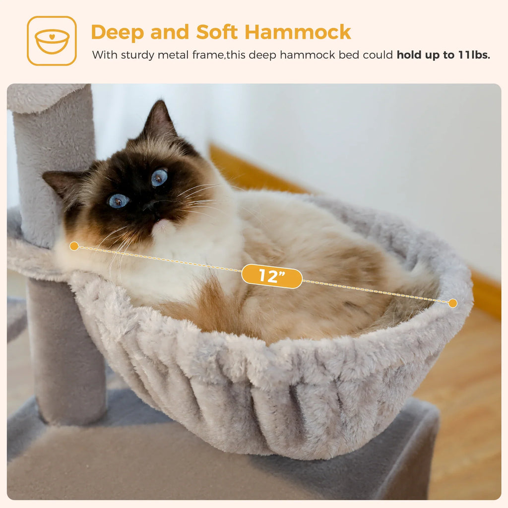 Cat Tree with Hammock & Removable Perch – Indoor Cat Tower – image 11