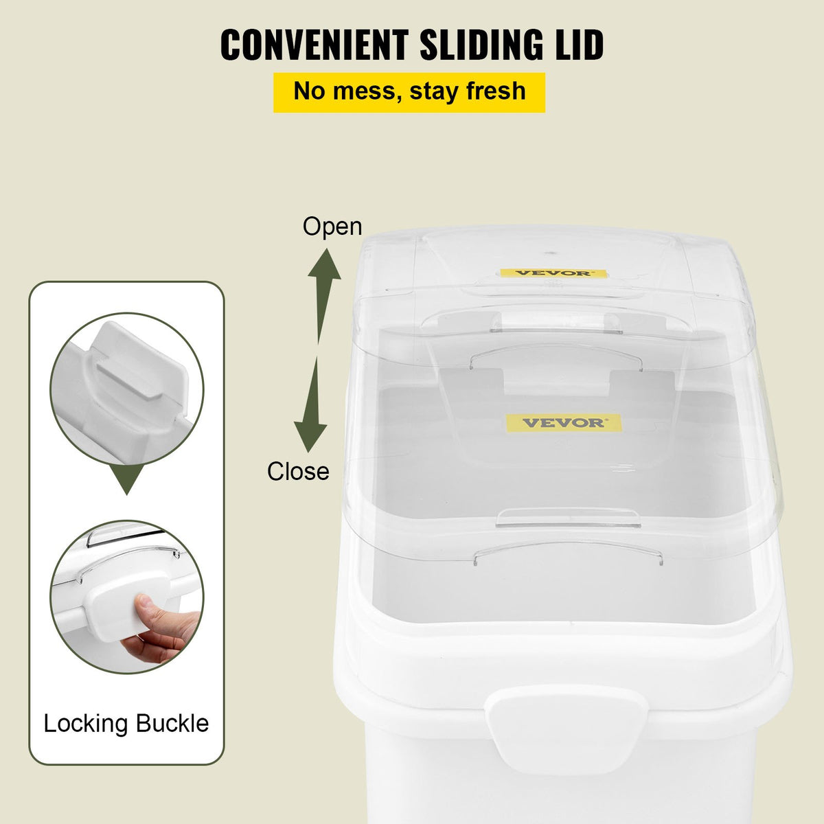 Ingredient Bin 27 Gallon with Scoop and Sliding Lid, Airtight Food Bin – image 5