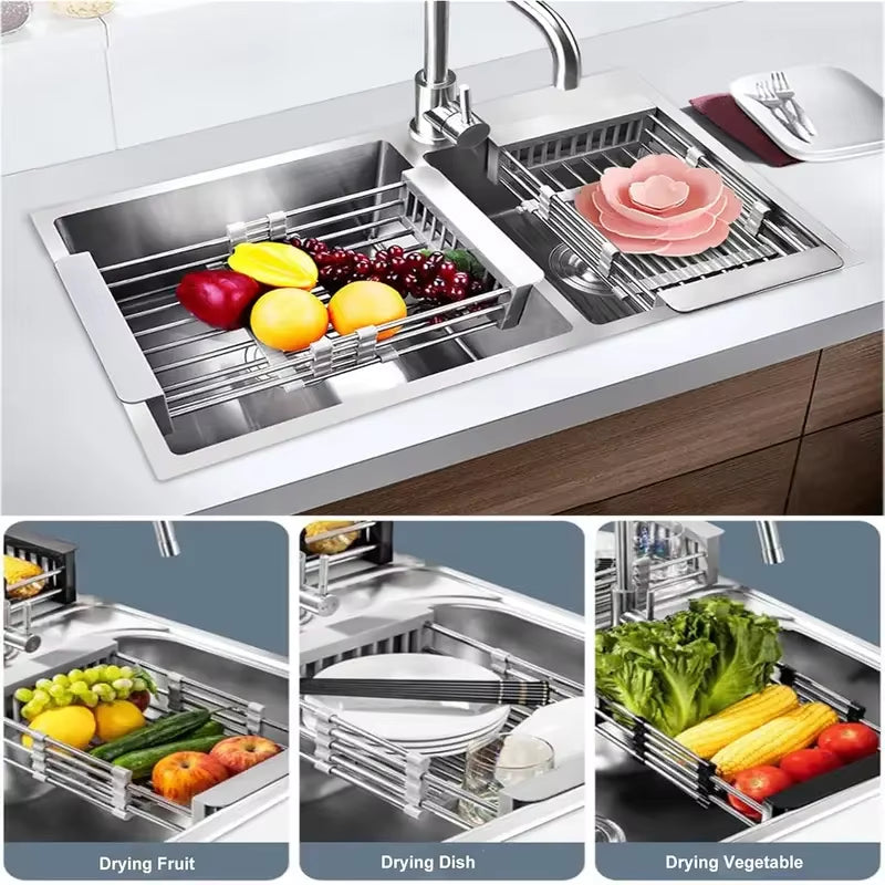 Expandable Sink Drain Basket – Stainless Steel Collapsible Dish Rack – image 5