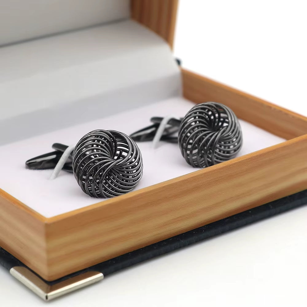 Woven Knot Cufflinks, Gunmetal Black Copper for Men – image 4