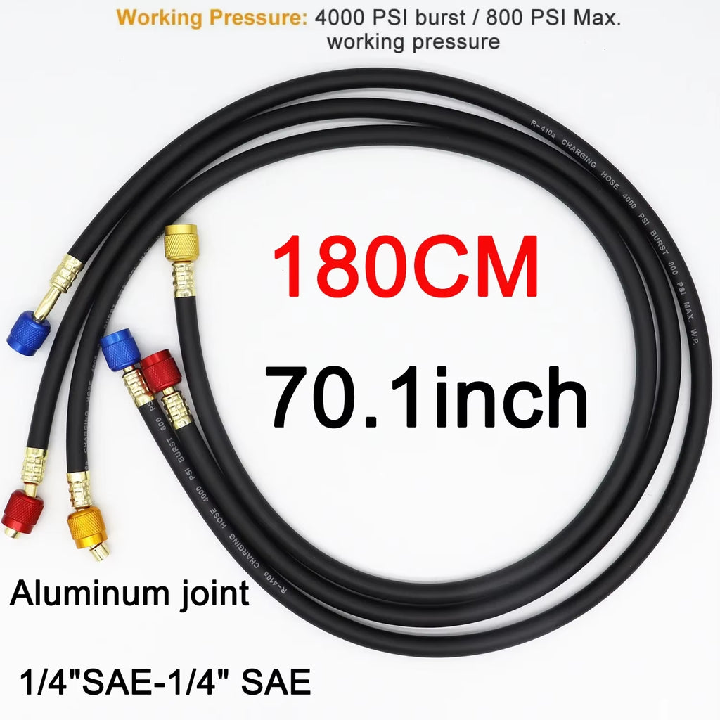 HVAC R410A Refrigerant Charging Hose 1.8 m, 800 PSI, 1/4 in SAE – image 10