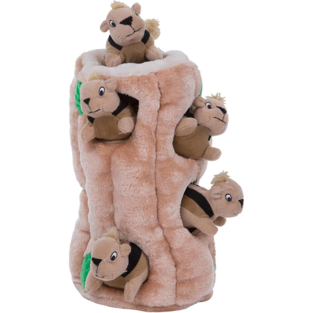 Squirrel Hide and Seek Dog Toy Plush Puzzle with 6 Squeakers