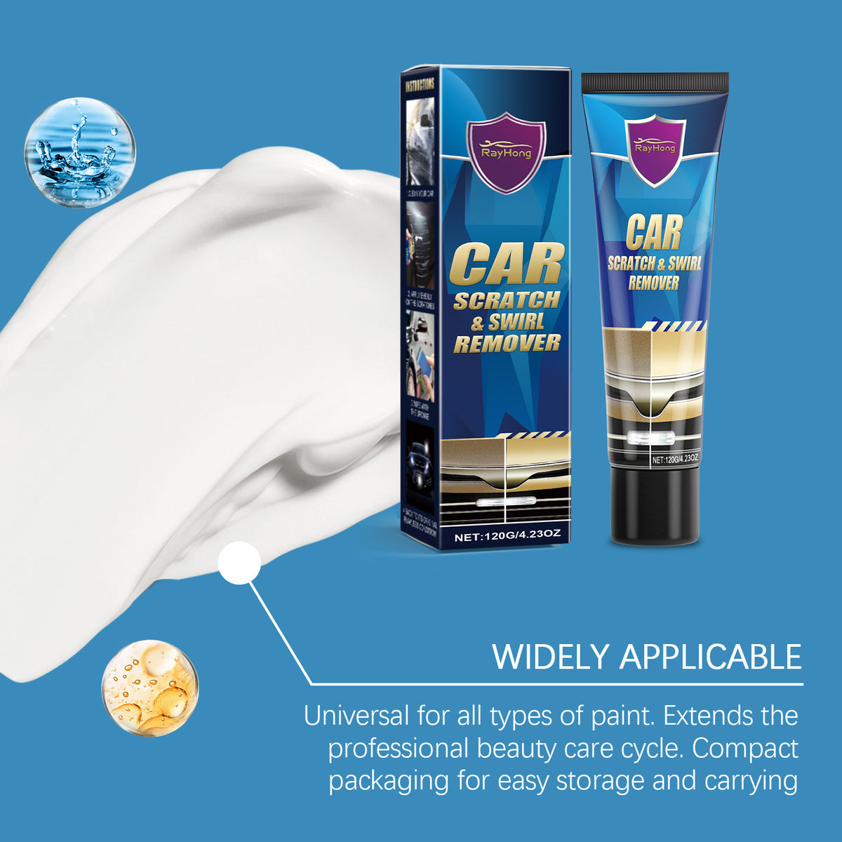 Car Scratch Remover Paste – 120 ml Paint Repair Cream with Sponge – image 6