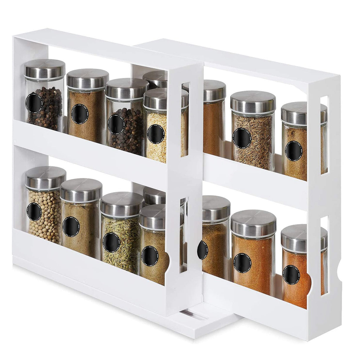 Spice Rack Organizer – 2-Tier Swivel Cabinet Organizer, Holds 20 Jars – image 6