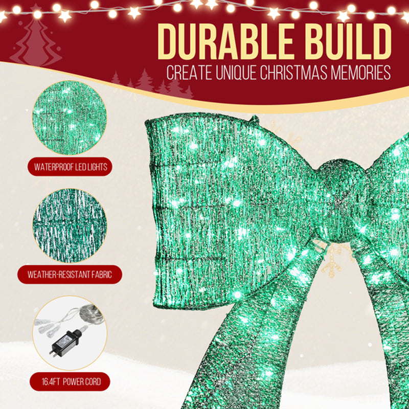 Pre-Lit Giant Christmas Bow Outdoor Decoration with 124 LED Lights – image 3