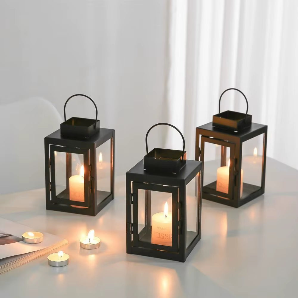 Candle Lantern - Black Wrought Iron Hanging Tealight Holder – image 5