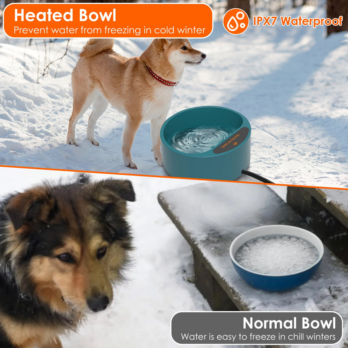 Heated Pet Water Bowl 74oz Thermostatic Outdoor Dog Cat Bowl – image 4