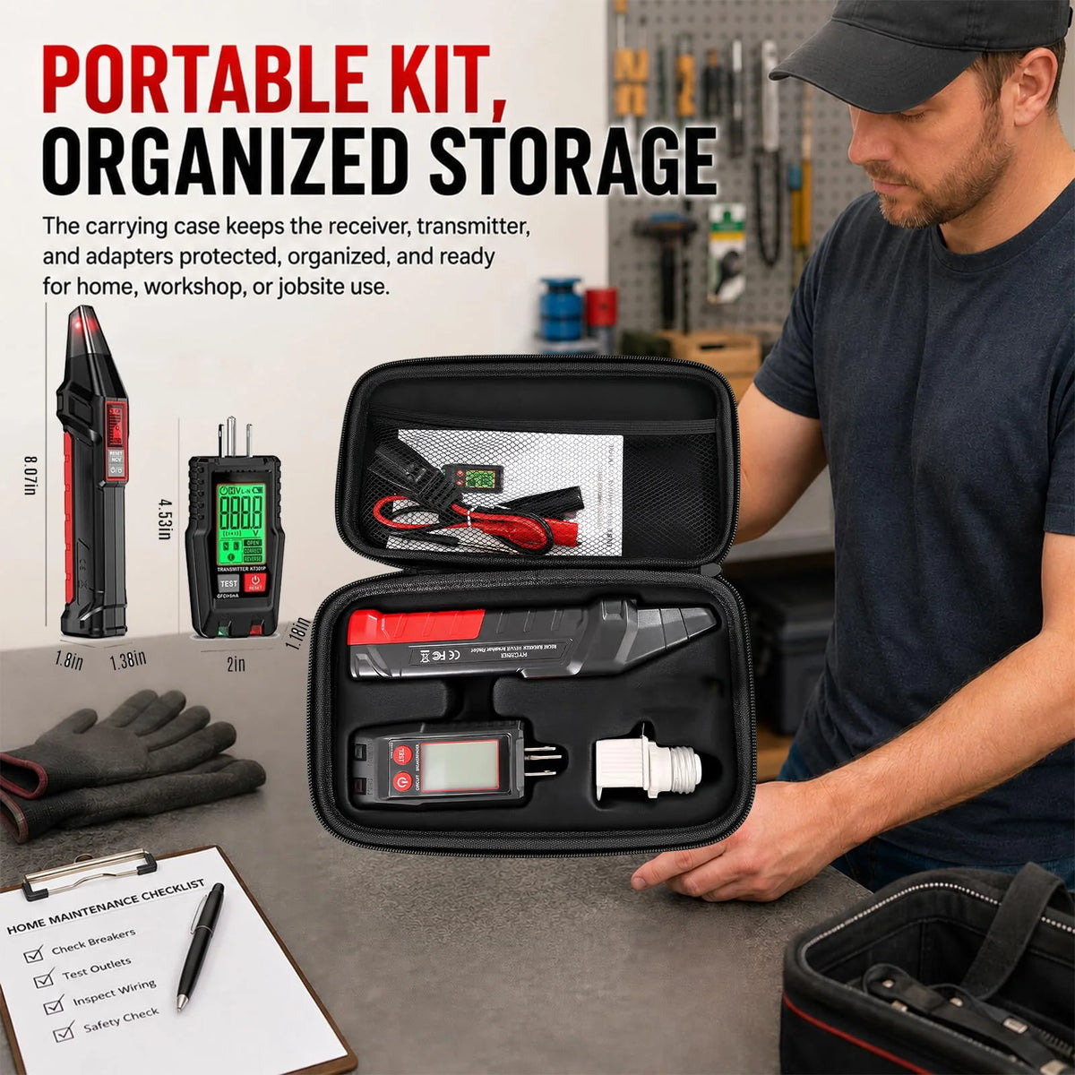 Electrical Circuit Breaker Finder & Outlet Tester Kit with LCD