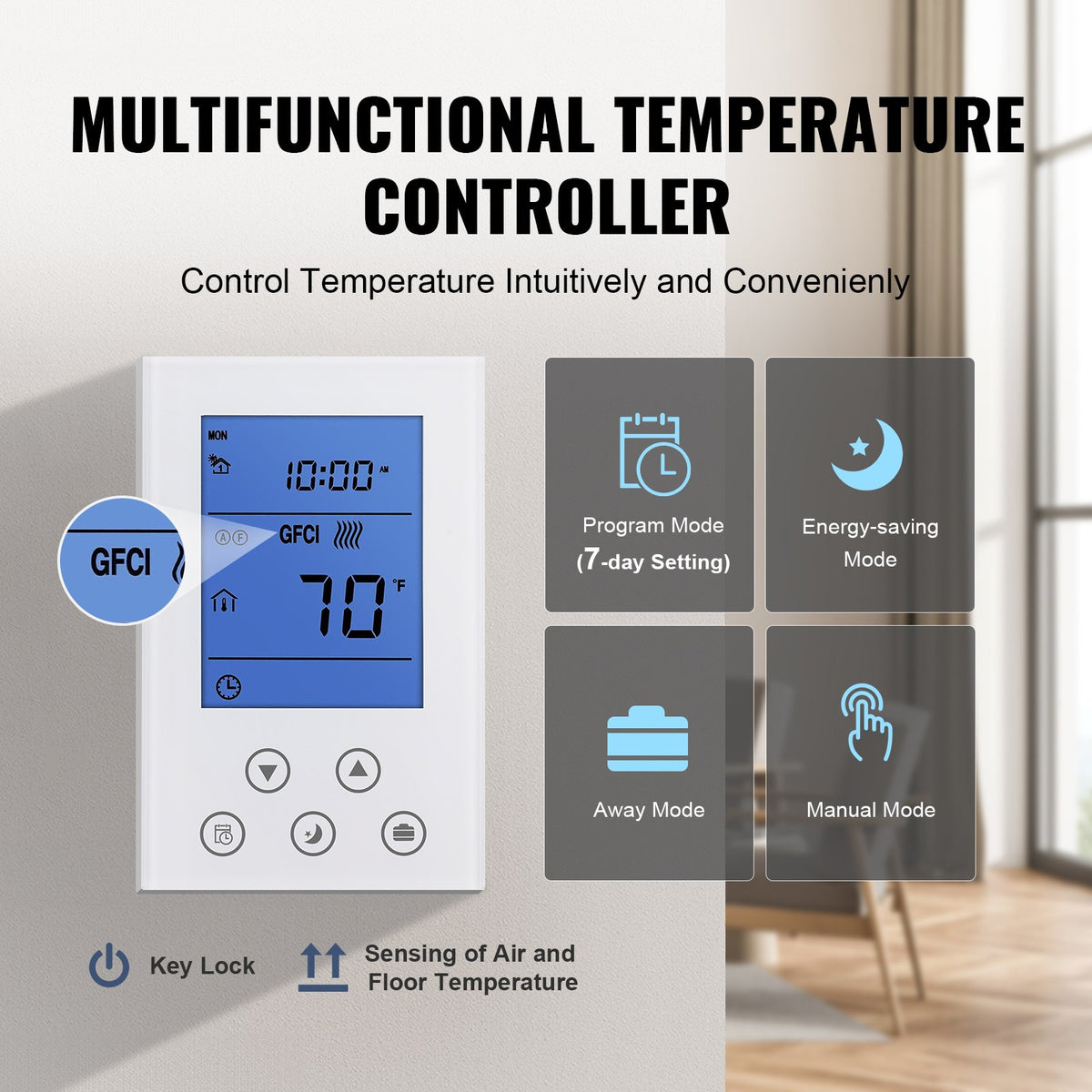 Electric Floor Heating Mat Kit, 20 sq ft, with Programmable Thermostat – image 4