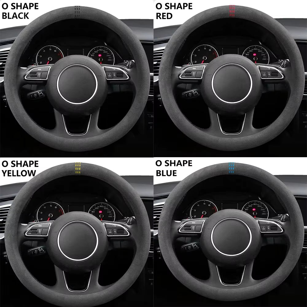 Suede Steering Wheel Cover, Universal 15 in Breathable Non-Slip Wrap – image 6