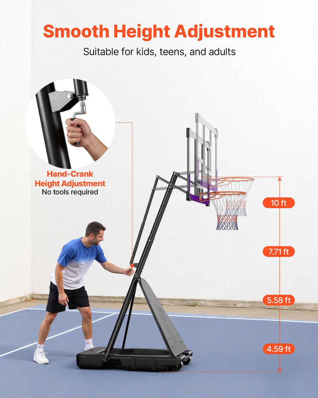 Portable Basketball Hoop 10 Ft Adjustable With 48 Inch Backboard – image 5