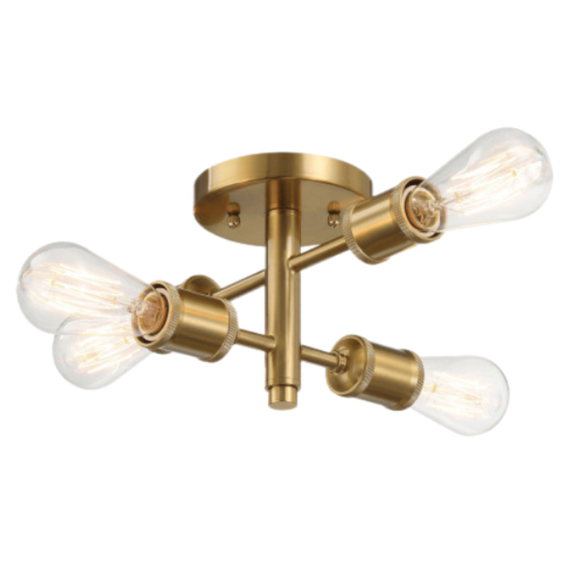 4-Light Antique Brass Semi Flush Mount Ceiling Light, 11 Inch – image 5