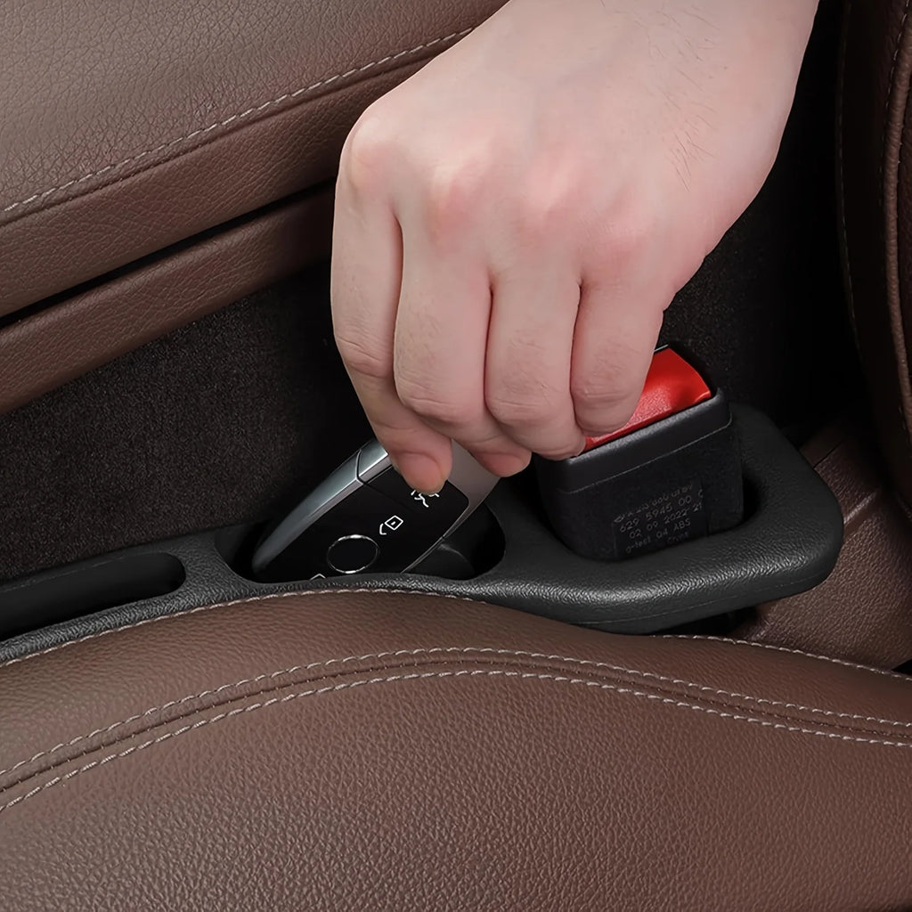 Car Seat Gap Filler Organizer 2 Pack - Waterproof Leather Seat Gap Plug with Storage