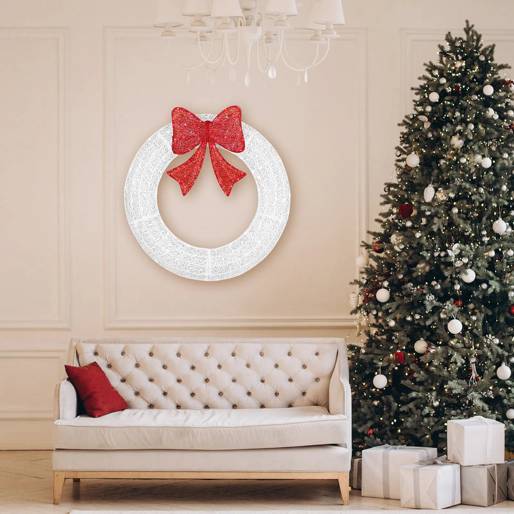 Outdoor Lighted Metal Wreath 36 in with Red Bow, RGB LEDs, Remote & Timer – image 9